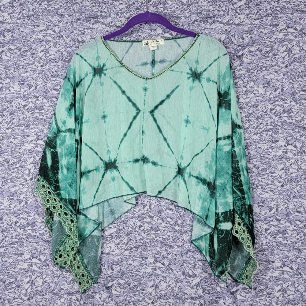 Teal Unity World Wear Handkerchief Blouse
